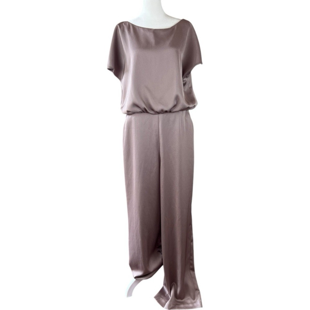 New! TRINA TURK Designer Gray Purple "Amuse" Satin Jumpsuit Size‎ 10 MSRP $298